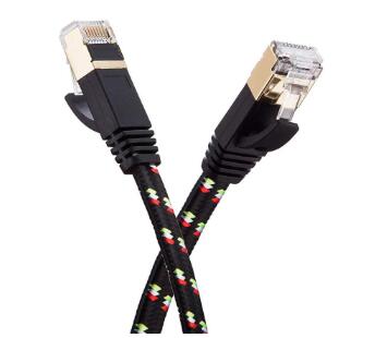 Nylon Braided Cat7 Flat Internet Network LAN Patch Cable SSTP Shielded Gold Plated Ethernet Network Patch Cable 