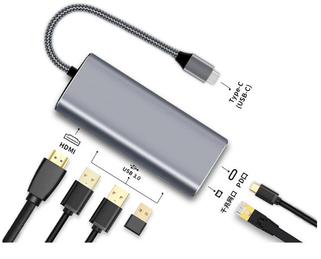 Multi Function 6 in 1 USB 3.0 Mini Adapter Hub Type-C USB3.0 USB-C Adapter Type C Hub
