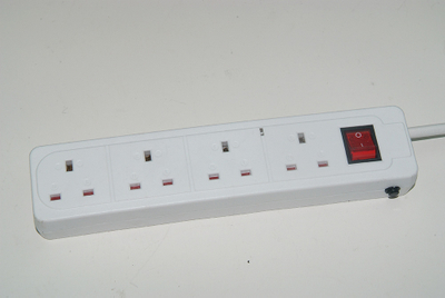 3 way individual UK extension lead socket with surge protection