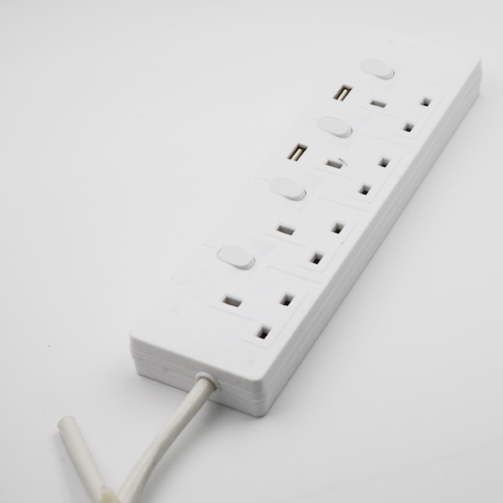 British Extension Electric Socket Daul USB Port 3 Outletpower Strip with Surge Protection And Overload Protection