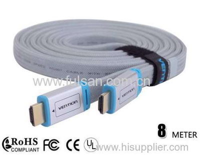 8M Flat HDMI Cable Male to Male with Ethernet for HDTV &Plasma TVs