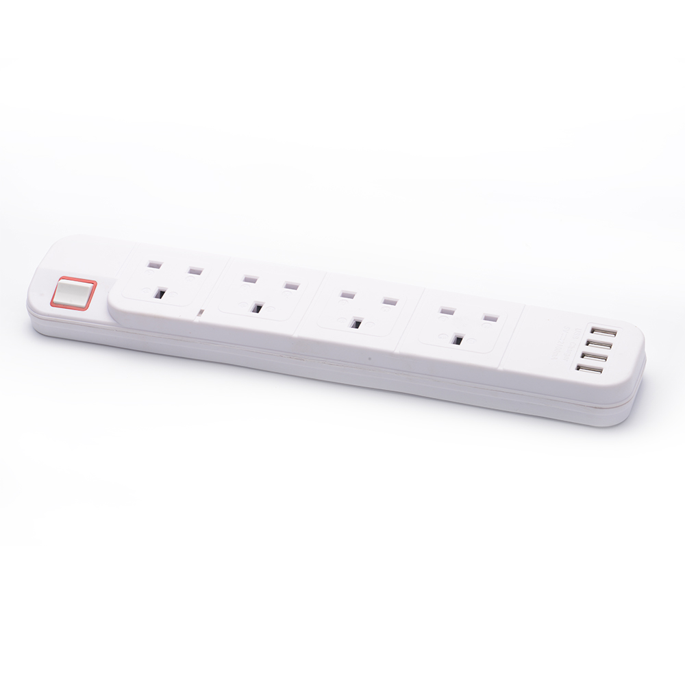 3 Way Switched Extension Lead Extended USB 3 Metre UK Power Socket with 4 Built-In USB Ports SASO CE bs 13a