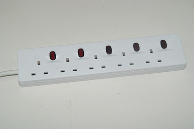 5 Way British Electrical Extension Socket with Individual Switch