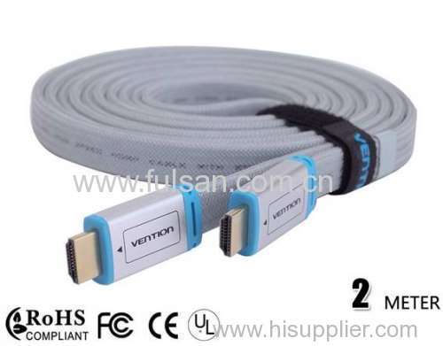 High Quality flat HDMI cable 2M 3D full 1080p Manufacturer