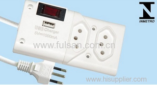 2 Outlets USB Brazil Inmetro Power Strip