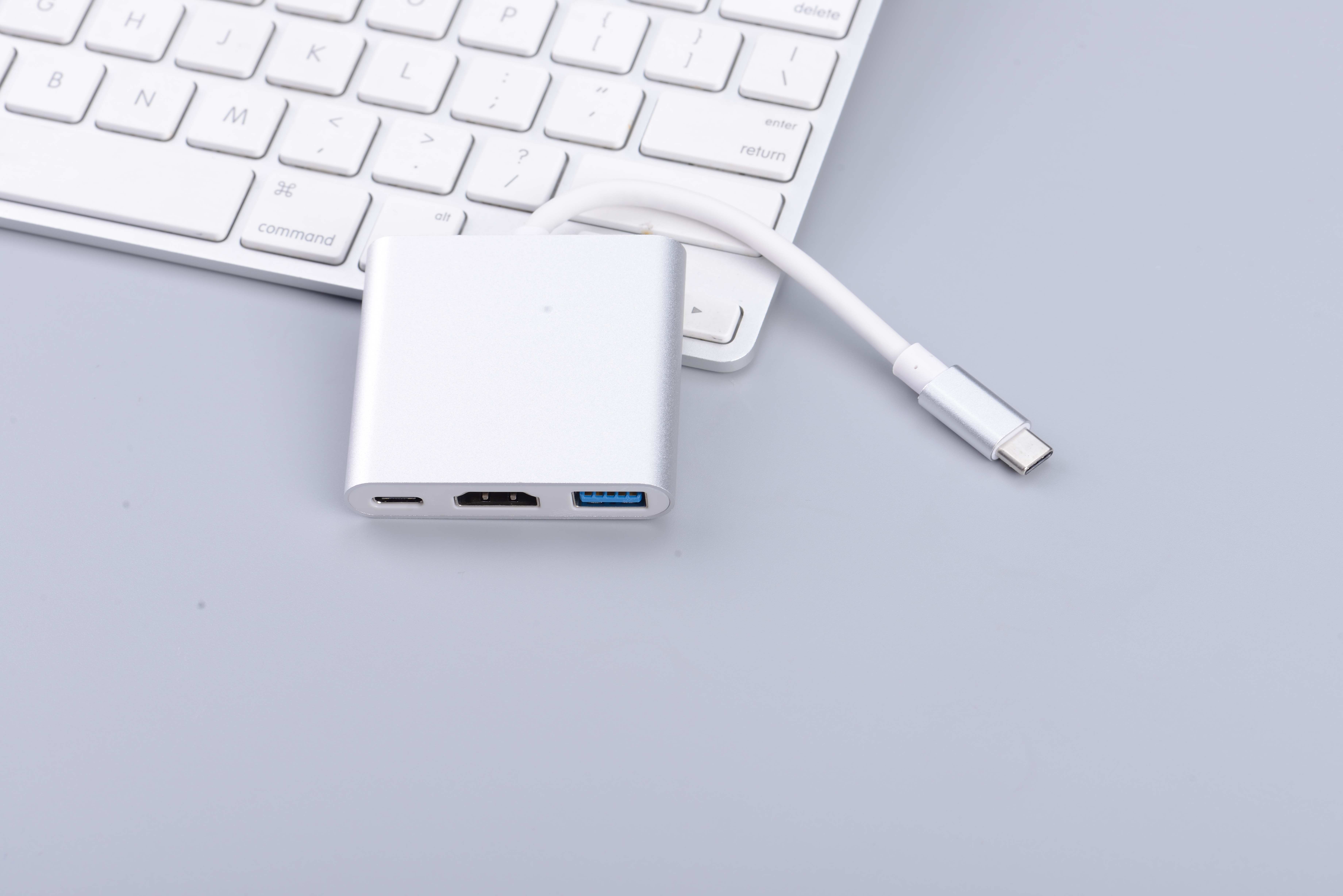Aluminium alloy Type-C usb hub adapter with PD + HDMI+ USB3.0 converter 4 port usb c hub