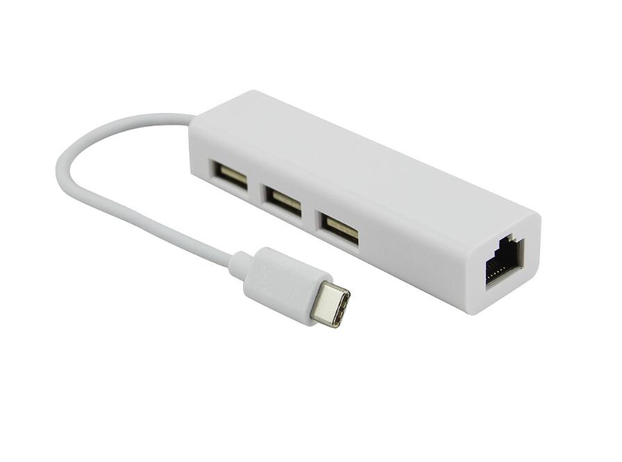 3 USB Port Multi-function Type C 3.0 to RJ45 10M/100M/1000M Gigabit Ethernet Network Lan Adapter 